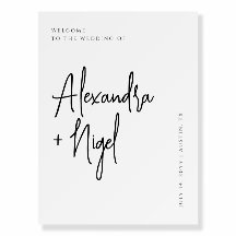 Begrüßungszeichen für Minimalistische Hochzeit