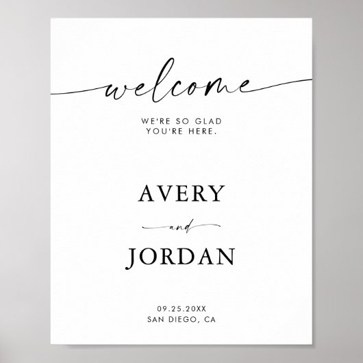 Begrüßungszeichen für Minimalistische Hochzeit | M Poster (Vorne)