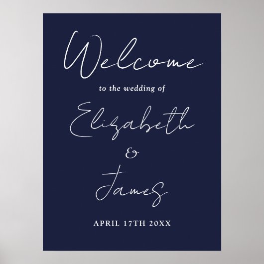 Begrüßungszeichen für Minimalistische Navy-Script- Poster (Vorne)