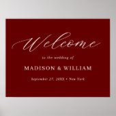 Begrüßungszeichen für Minimalistisches Burgundy-Sc Poster (Vorne)