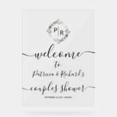 Begrüßungszeichen für Monogramm Paare Acrylschild (Vorderseite)