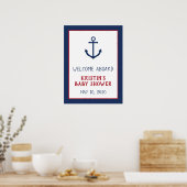 Begrüßungszeichen für Nautic Anchor Baby Dusche Poster (Küche)