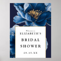 Begrüßungszeichen für Navy Blue Floral Brautparty