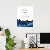 Begrüßungszeichen für Navy Blue Gold Agate Geode Poster (Heimbüro)