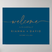 Begrüßungszeichen für Navy Blue Gold Classic Poster (Vorne)