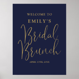 Begrüßungszeichen für Navy Blue Gold Script Bridal Poster