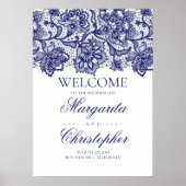 Begrüßungszeichen für Navy Blue Lace Poster (Vorne)
