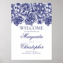 Begrüßungszeichen für Navy Blue Lace Poster