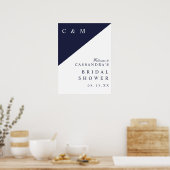 Begrüßungszeichen für Navy Blue Monogram Brautpart Poster (Küche)