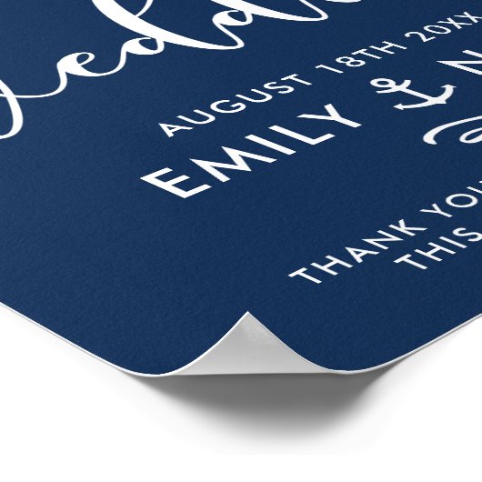 Begrüßungszeichen für Navy Blue Script Poster (Ecke)