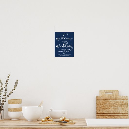 Begrüßungszeichen für Navy Blue Script Poster (Küche)
