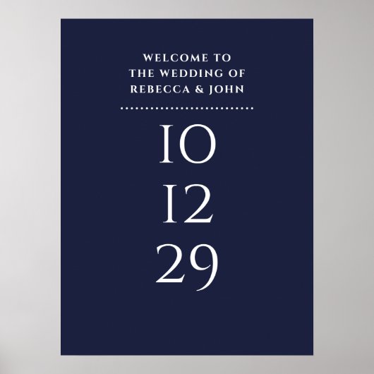 Begrüßungszeichen für Navy Blue Special Date Poster (Vorne)