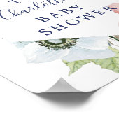 Begrüßungszeichen für Navy & Blush Baby Dusche Poster (Ecke)