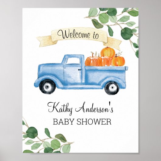 Begrüßungszeichen für Navy Pumpkin Truck Baby Dusc Poster (Vorne)