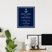 Begrüßungszeichen für Navy und White Nautical Anch Poster (Heimbüro)
