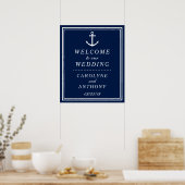 Begrüßungszeichen für Navy und White Nautical Anch Poster (Küche)