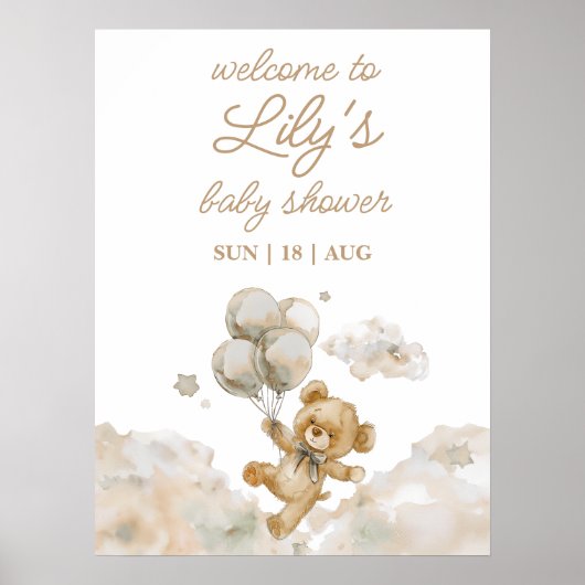 Begrüßungszeichen für neutrale Babydusche Poster (Vorne)