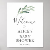 Begrüßungszeichen für Olive Baby-Dusche Poster (Vorne)