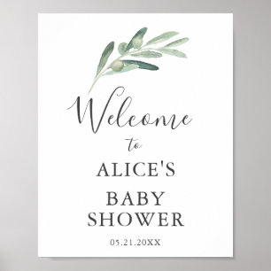 Begrüßungszeichen für Olive Baby-Dusche Poster