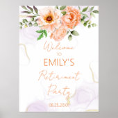 Begrüßungszeichen für Orange Floral Retirement Par Poster (Vorne)