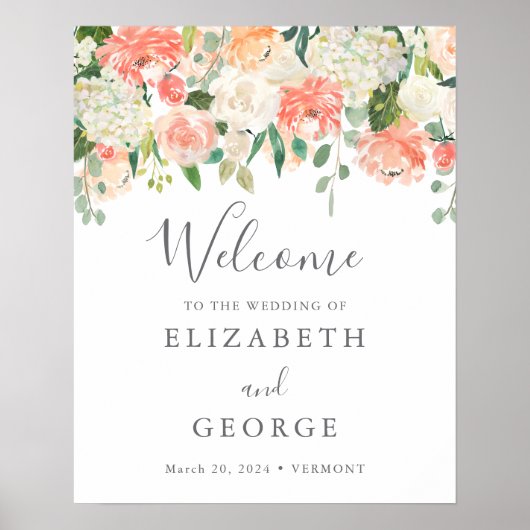 Begrüßungszeichen für Peach und Creme Poster (Vorne)