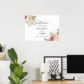 Begrüßungszeichen für Peony und Gold Foil Blume Poster (Heimbüro)