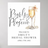 Begrüßungszeichen für Perlen und Prosecco-Brautpar Poster (Vorne)