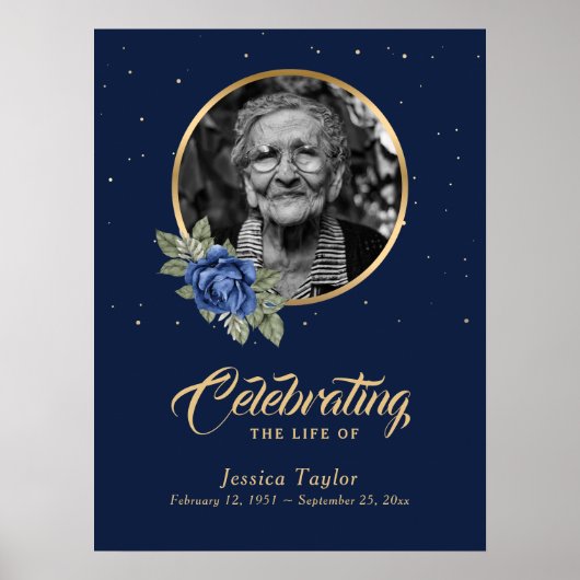 Begrüßungszeichen für personalisierte Blauer Flora Poster (Vorne)