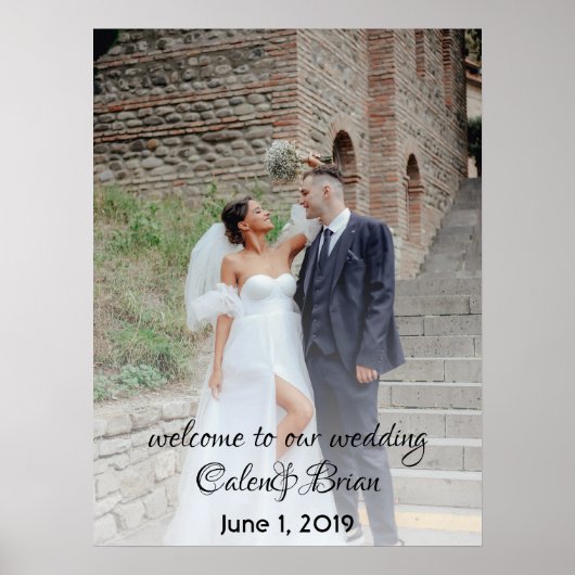 Begrüßungszeichen für personalisierte Hochzeit Poster (Vorne)