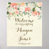 Begrüßungszeichen für Pfirsichblumen Poster (Vorne)