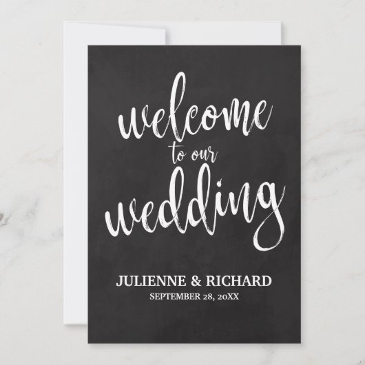 Begrüßungszeichen für preisgünstige Chalkboard Einladung (Vorderseite)