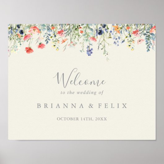 Begrüßungszeichen für Radiant Multicolor-Wildblume Poster (Vorne)