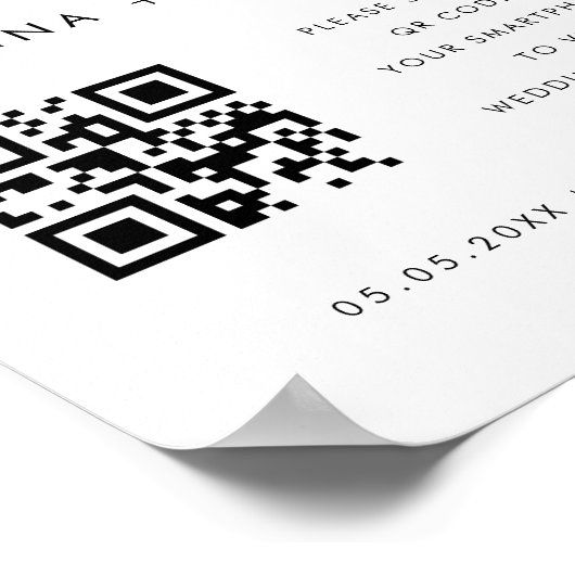 Begrüßungszeichen für Retro Script QR Code Poster (Ecke)