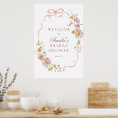 Begrüßungszeichen für rosa Blüten und Brautparty Poster (Küche)