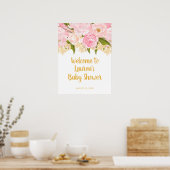 Begrüßungszeichen für Rosa und Gold Babydusche, Bl Poster (Küche)