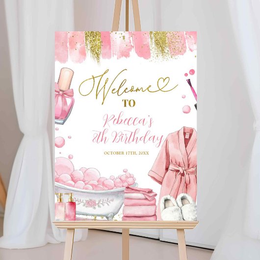 Begrüßungszeichen für Rosa und Gold Girl Wellness- Poster