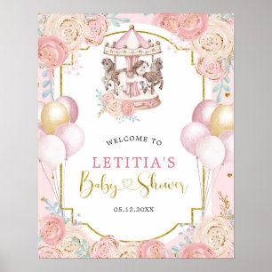 Begrüßungszeichen für rosa und goldene Magie Poster