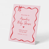 Begrüßungszeichen für Rosa und Roter Bow Valentine Sockelschild (Vorderseite)