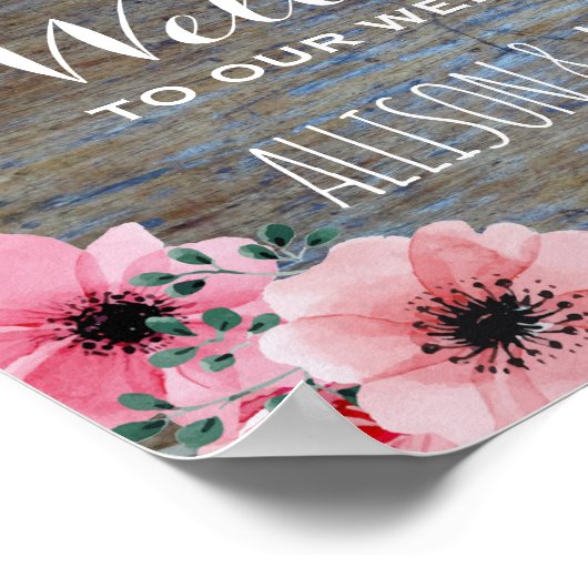 Begrüßungszeichen für rustikale Hochzeiten | Blume Poster (Ecke)