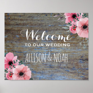 Begrüßungszeichen für rustikale Hochzeiten | Blume Poster