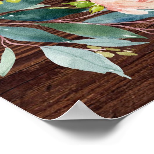 Begrüßungszeichen für Rustikale Holzblumenschreie Poster (Ecke)
