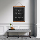 Begrüßungszeichen für Schwarz mit benutzerdefinier Wandteppich Mit Holzrahmen