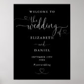 Begrüßungszeichen für Schwarz-Weiß-Herz Poster (Vorne)