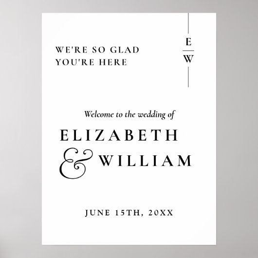 Begrüßungszeichen für Schwarz-Weiß-Monogramm Poster (Vorne)