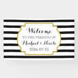 Begrüßungszeichen für Schwarz-weiße Streifen Gold Banner