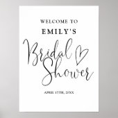 Begrüßungszeichen für Schwarzweiß-Script-Brautpart Poster (Vorne)