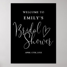 Begrüßungszeichen für Schwarzweiß-Script-Brautpart Poster