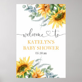 Begrüßungszeichen für Sonnenblumen Babydusche Poster