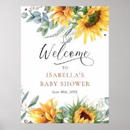Begrüßungszeichen für Sonnenblumen Babydusche Poster