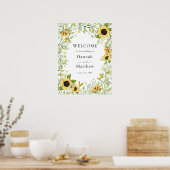 Begrüßungszeichen für Sonnenblumen Poster (Küche)